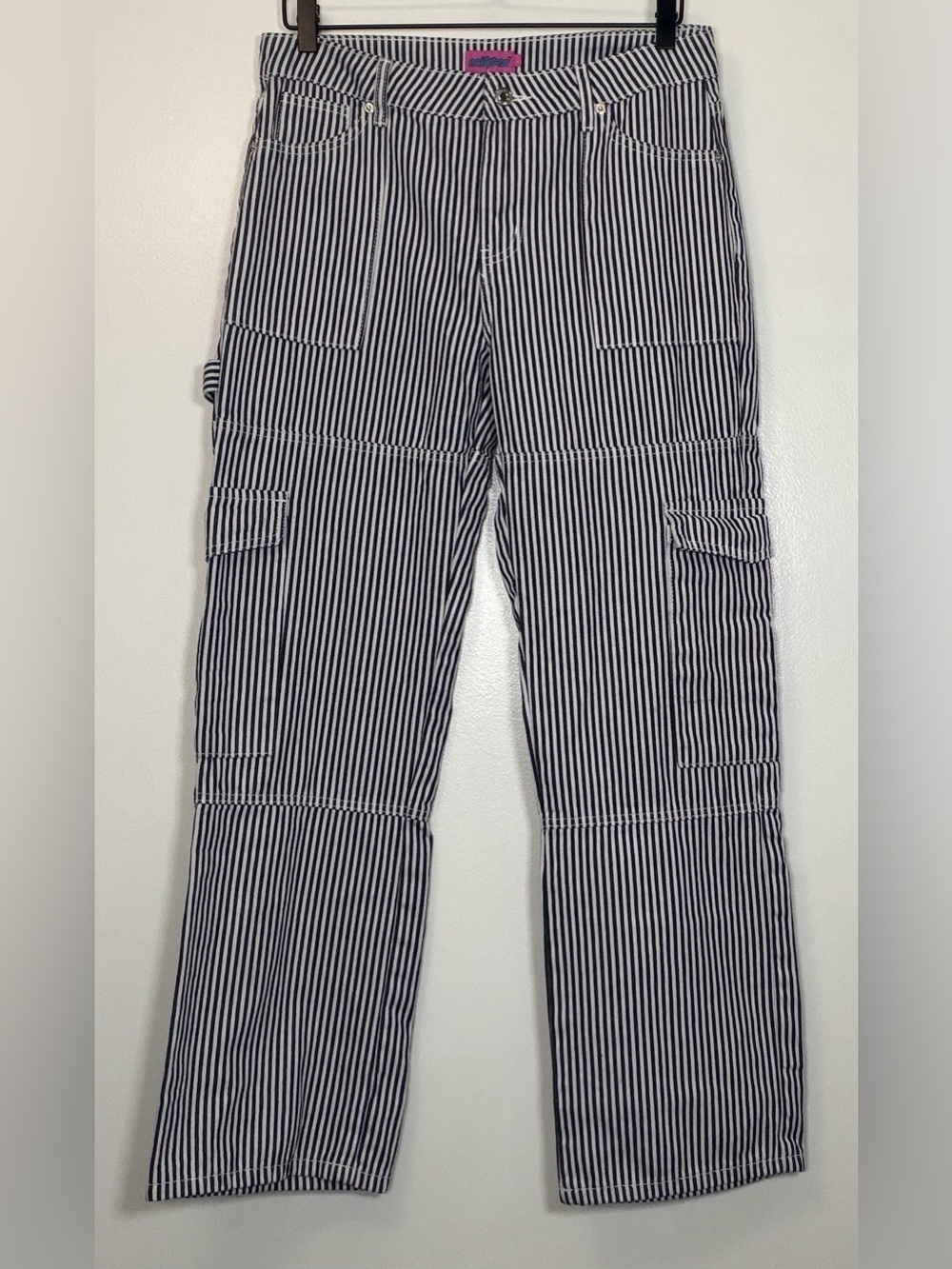 Edikted Pink Label Railroad Striped Pants - Black & White